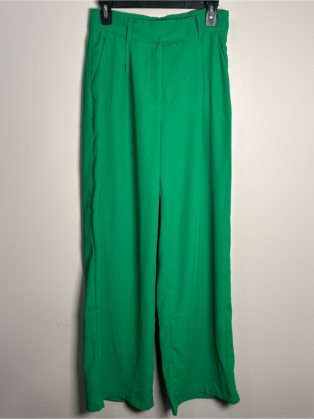 High-Rise Wide-Leg Pants in Emerald Green